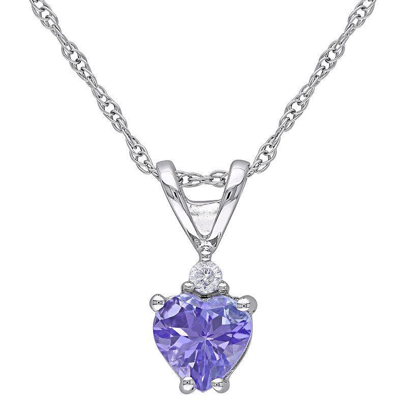 Stella Grace 10k White Gold Tanzanite & Diamond Accent Heart Shaped Pendant Necklace, Womens Purple Product Image