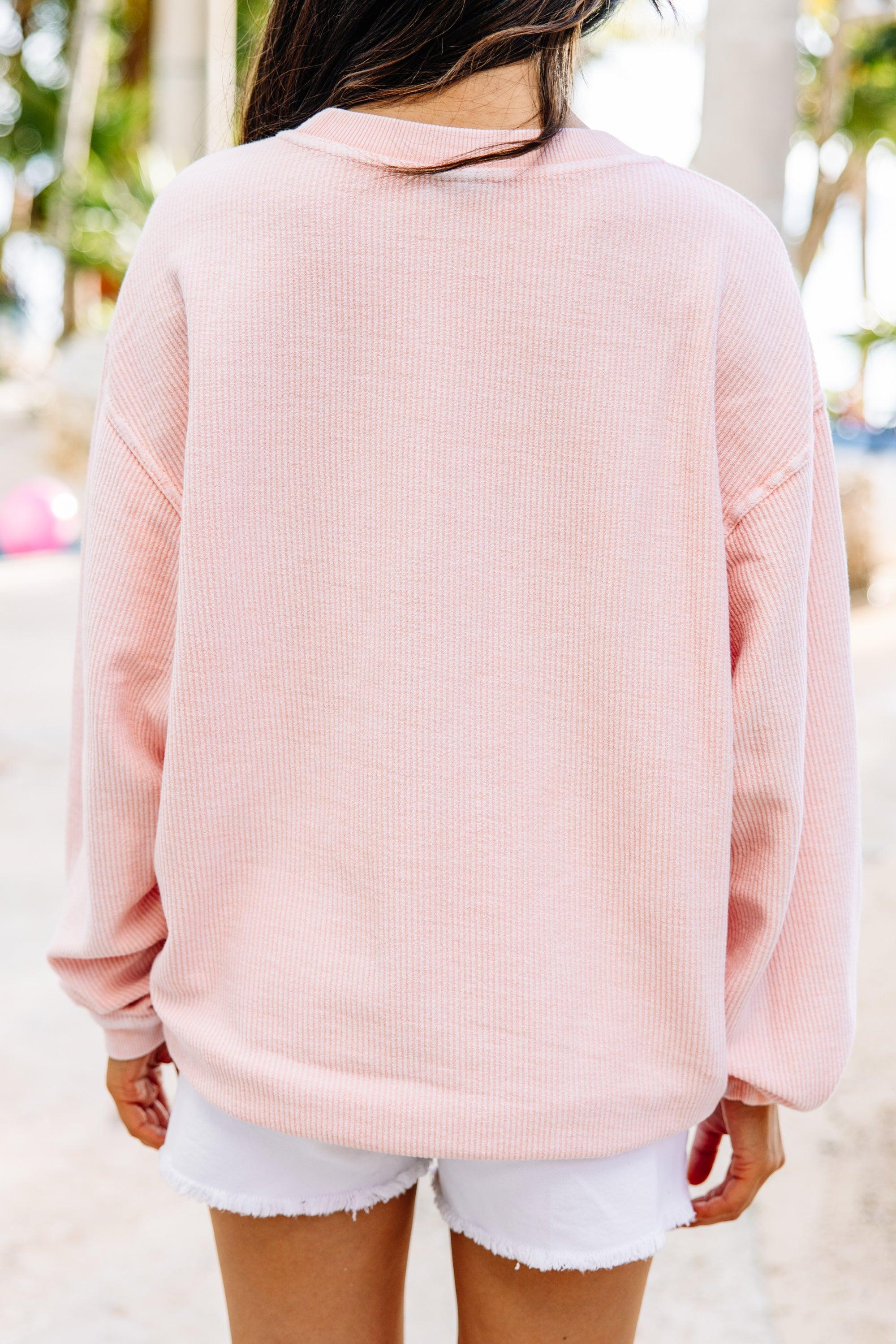 Bridesmaid Blush Pink Corded Embroidered Sweatshirt Female Product Image