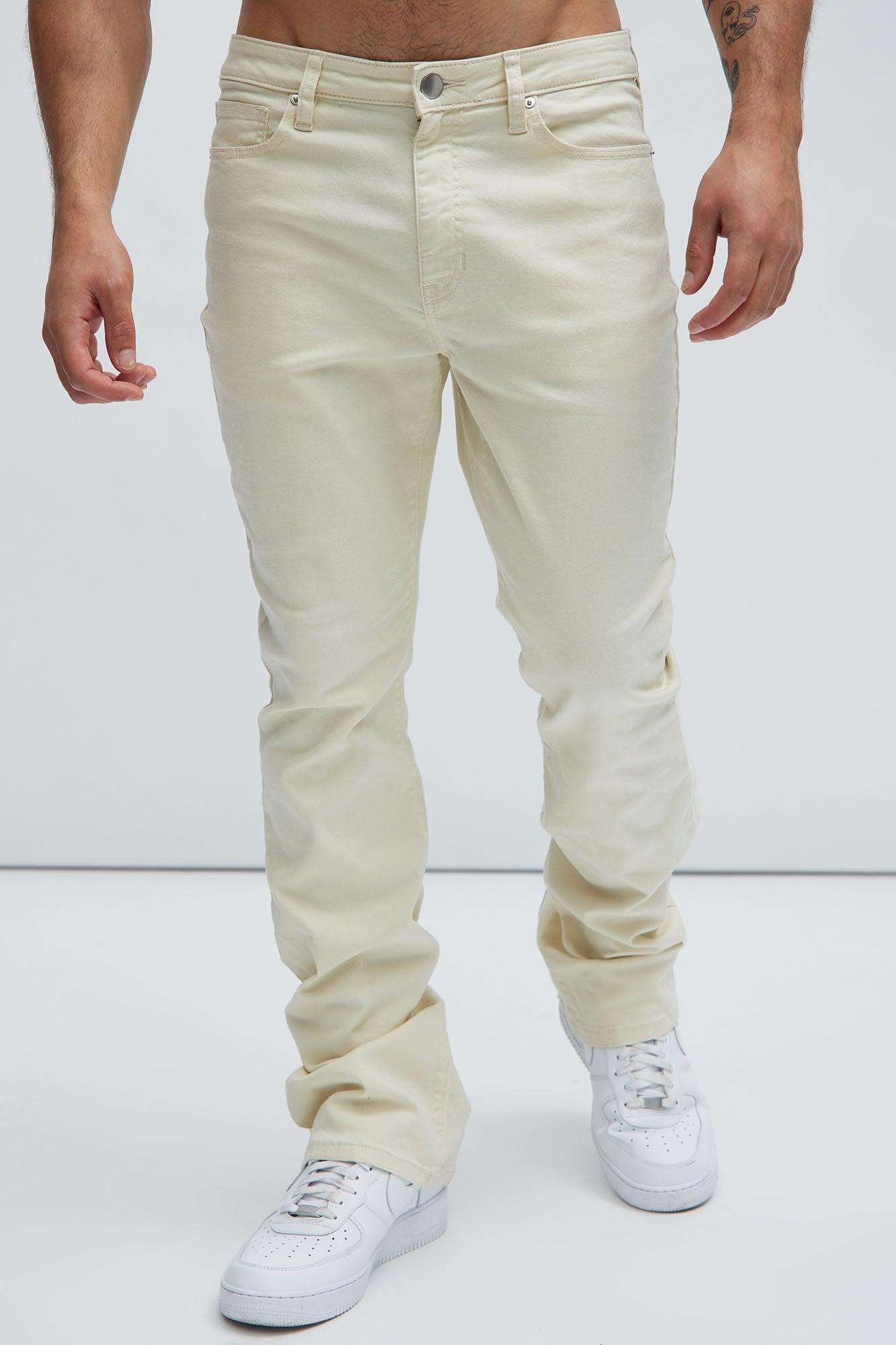 Drop Top Convertible Stacked Skinny Pants - Off White Product Image