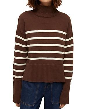 Veronica Beard Lancetti Stripe Cotton Mock Neck Sweater Product Image