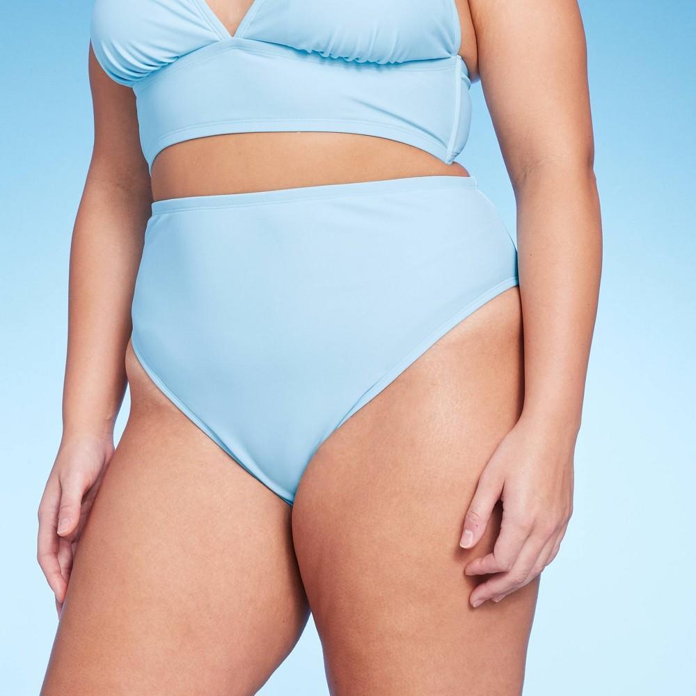 Womens High Leg Cheeky High Waist Bikini Bottom - Wild Fable Light Blue X Product Image