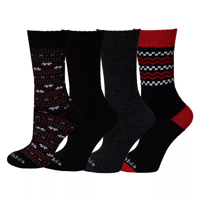 Womens Columbia Stripe Moisture Control Crew Socks Black Black Black Black Product Image