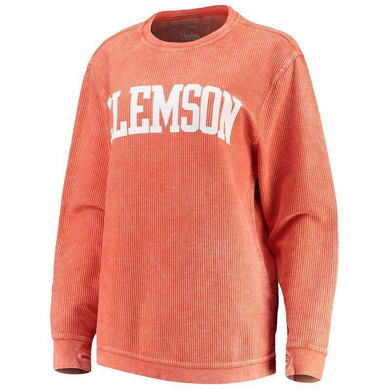 Womens Pressbox Clemson Tigers Comfy Cord Vintage Wash Basic Arch Pullover Sweatshirt Product Image