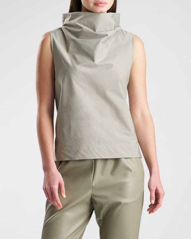 Sleeveless Funnel-Neck Taffeta Top Product Image