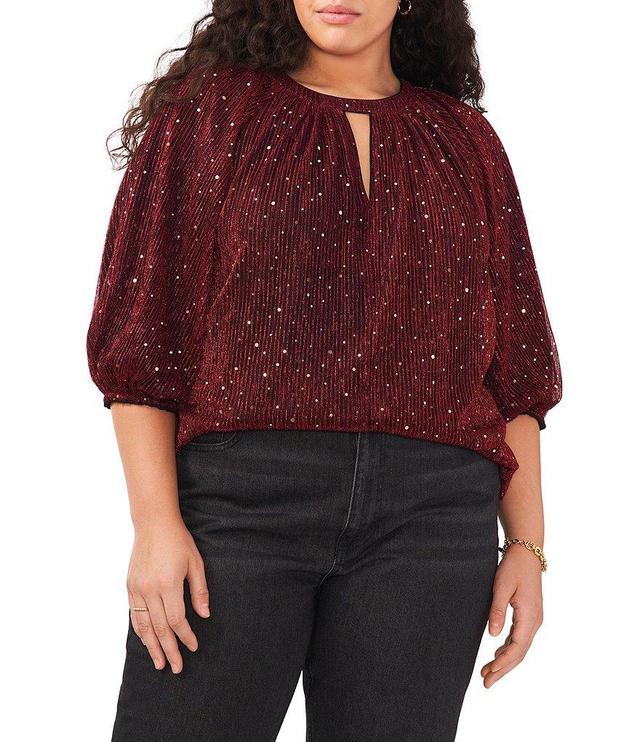 Vince Camuto Plus Size Keyhole Neck 3/4 Sleeve Blouse Product Image