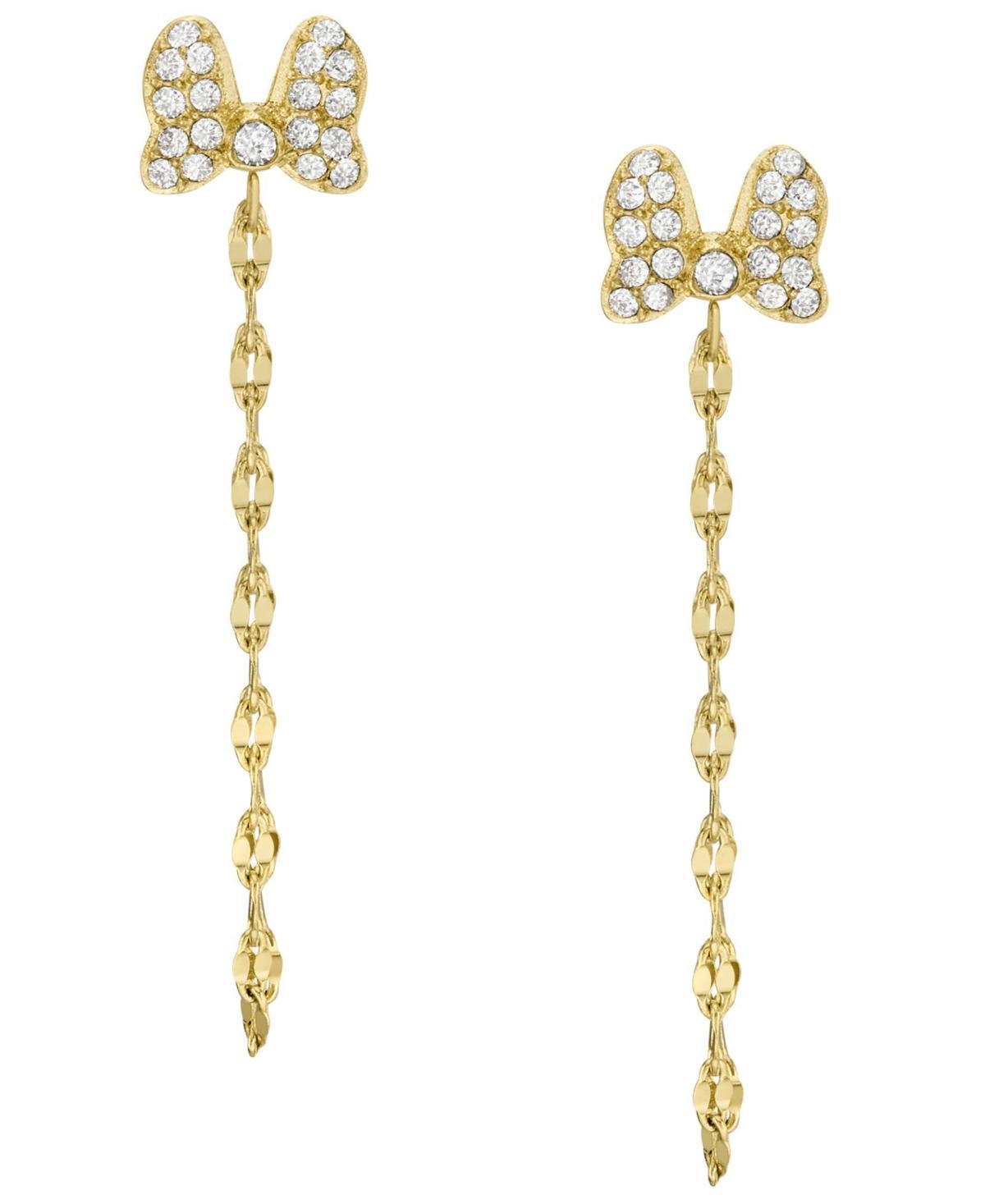 Fossil x Disney Special Edition Minnie Mouse Gold-Tone Stainless Steel Bow Front Back Earrings Product Image