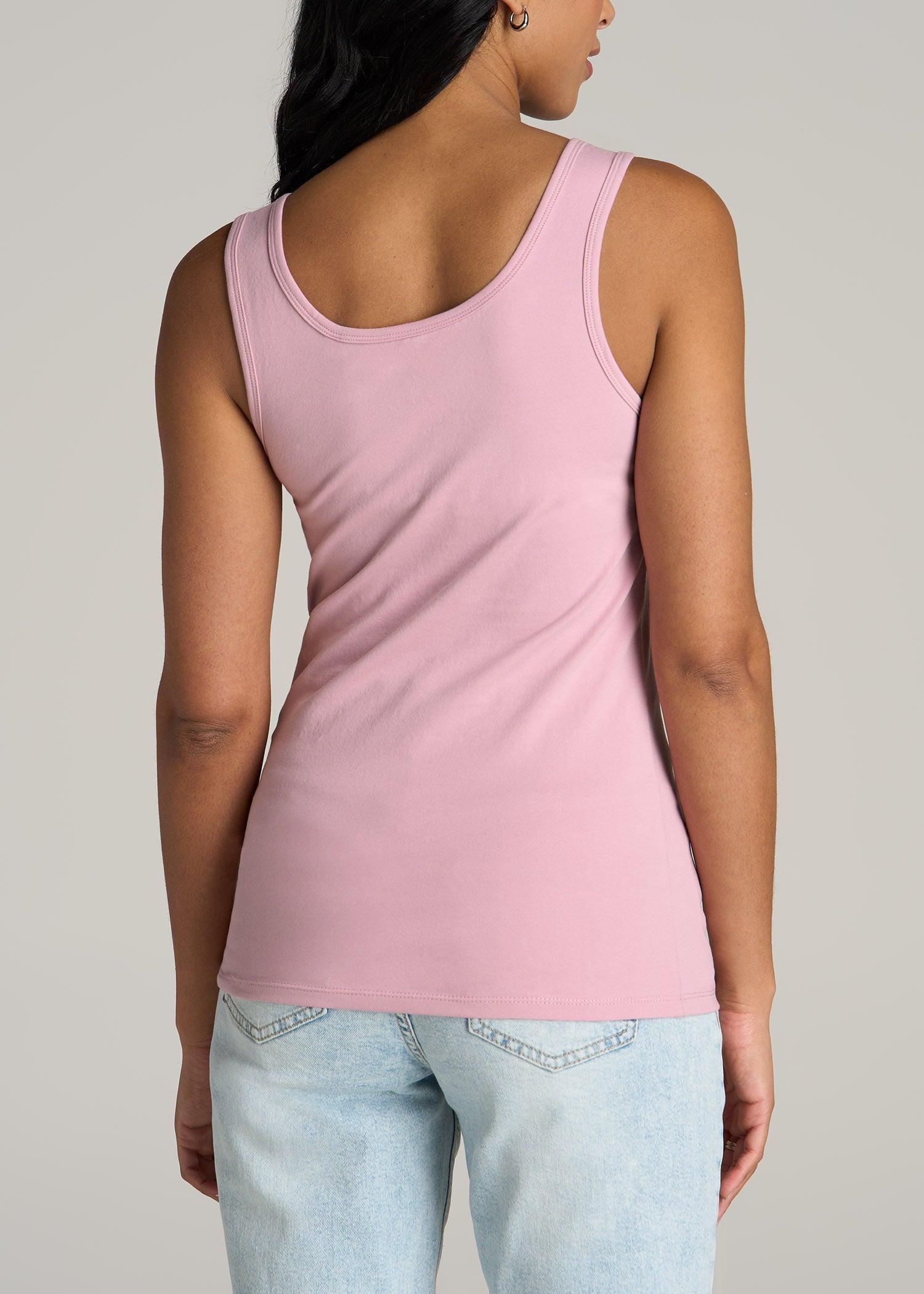 Slim Fit Jersey Tank Top for Tall Women in Pink Peony Product Image