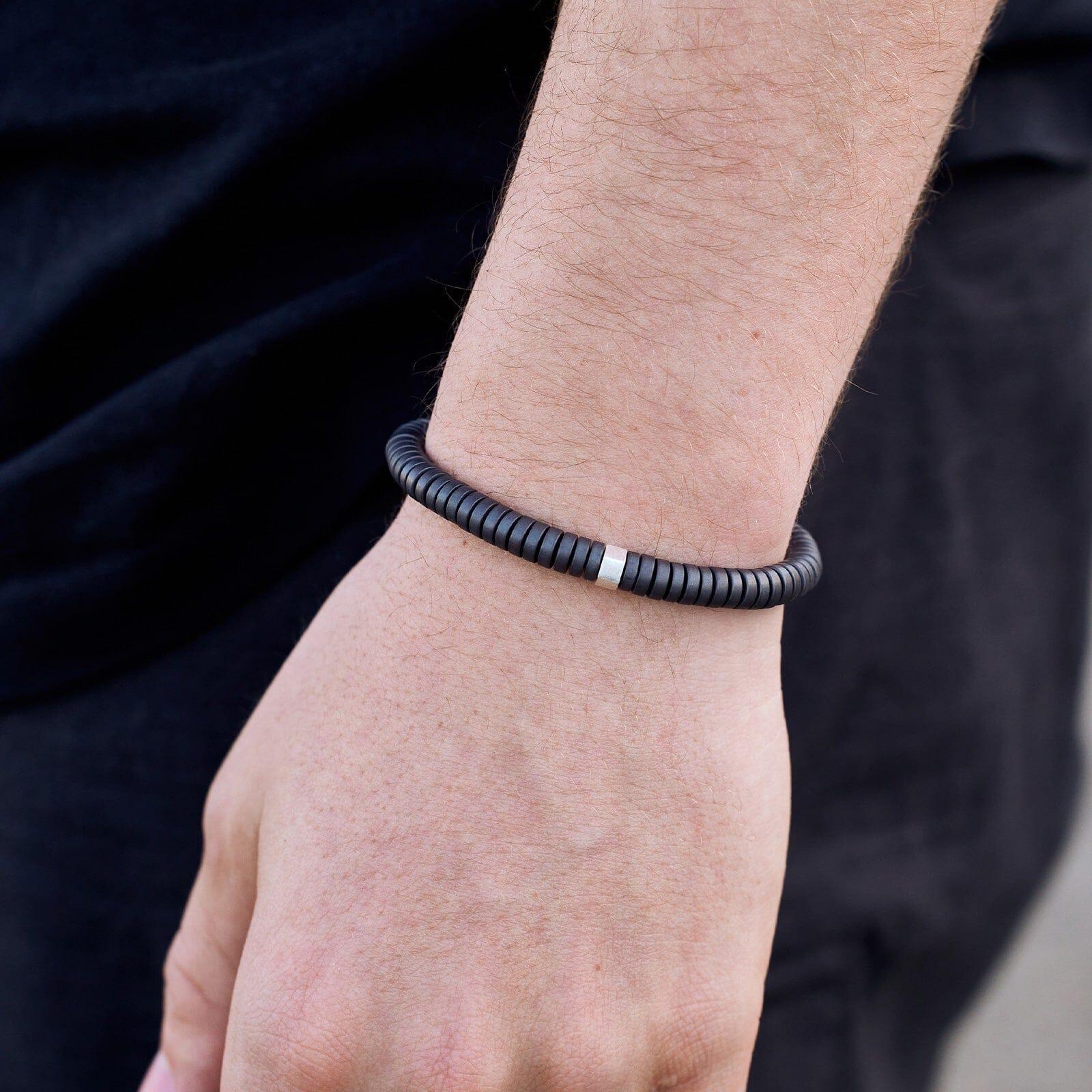 Men's Coated Hematite Stretch Bracelet Male Product Image