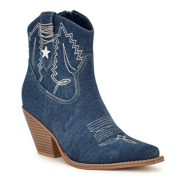 Nine West Nallas Womens Western Ankle Boots Dark Blue Blue Product Image