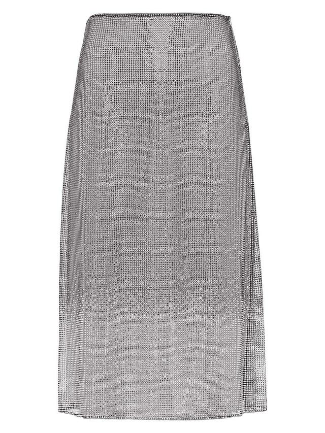 Womens Embroidered Rhinestone Mesh Midi-Skirt Product Image