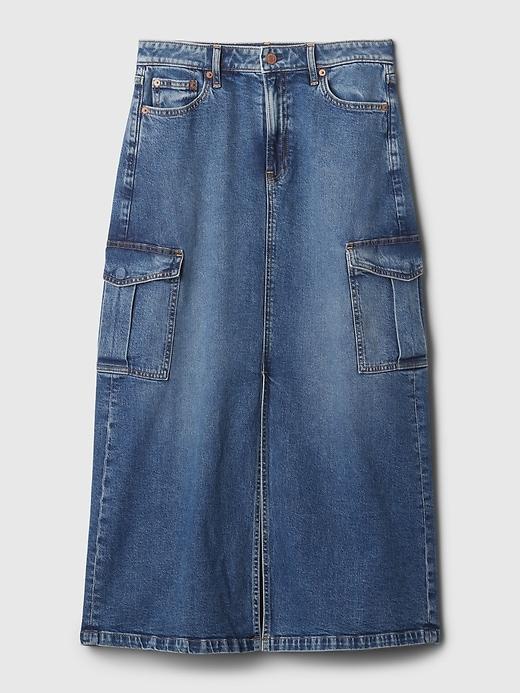 Denim Cargo Maxi Skirt Product Image