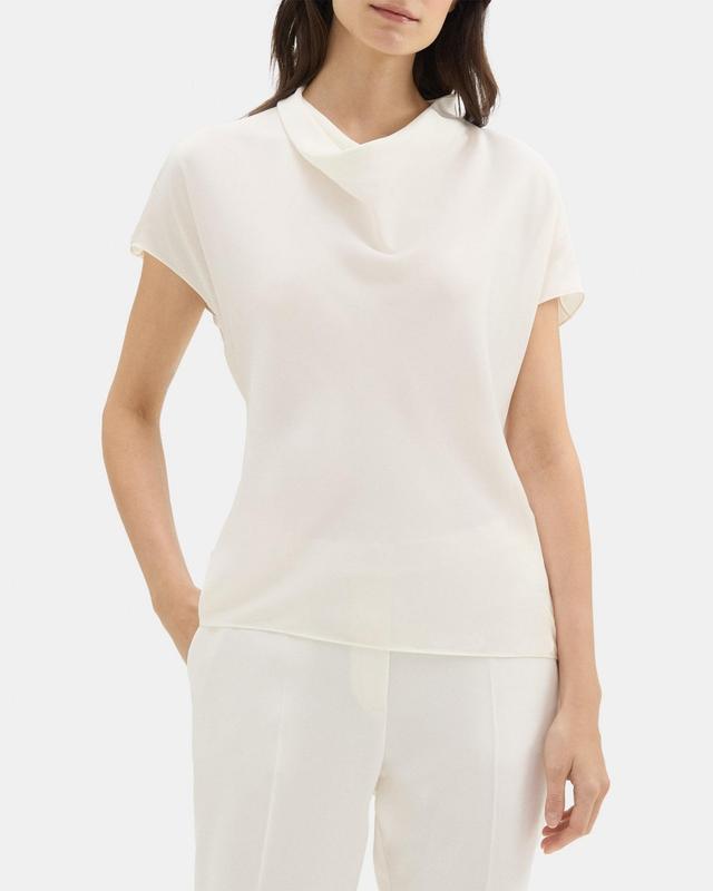 Short-Sleeve Cowl Top in Silk Georgette Product Image