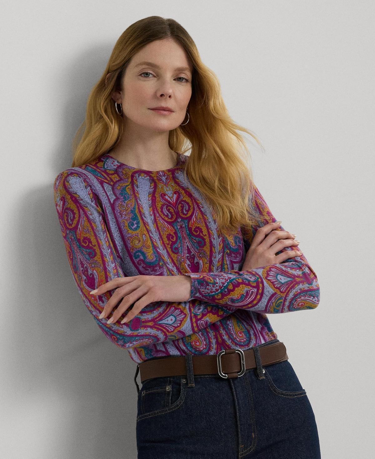 Lauren Ralph Lauren Womens Slim-Fit Paisley Sweater Product Image