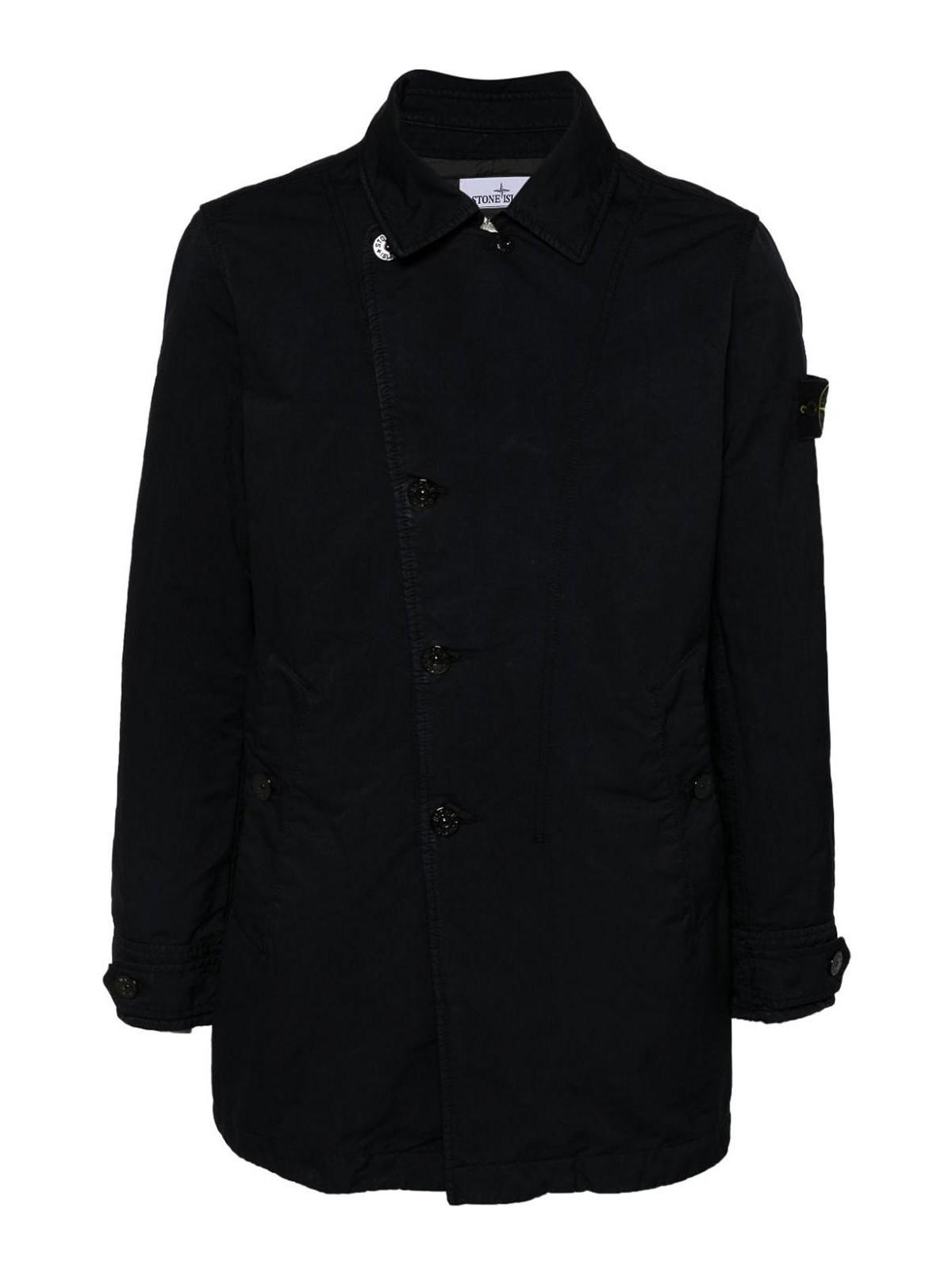 STONE ISLAND Men's Water-resitant Trench Coat In Blue Product Image