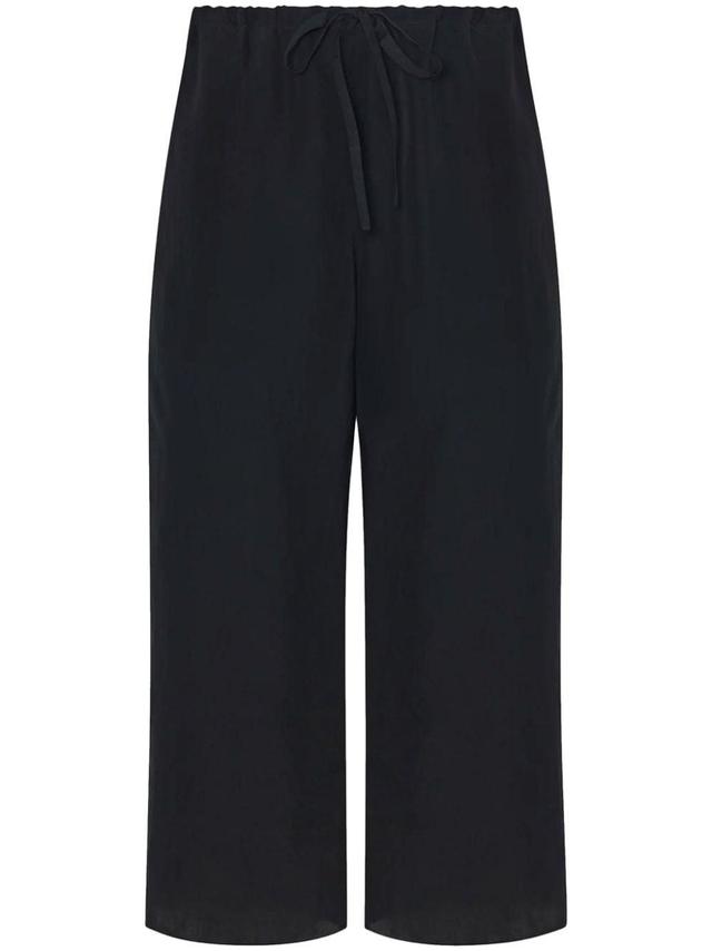 Drawstring-waist Silk Trousers In Black Product Image