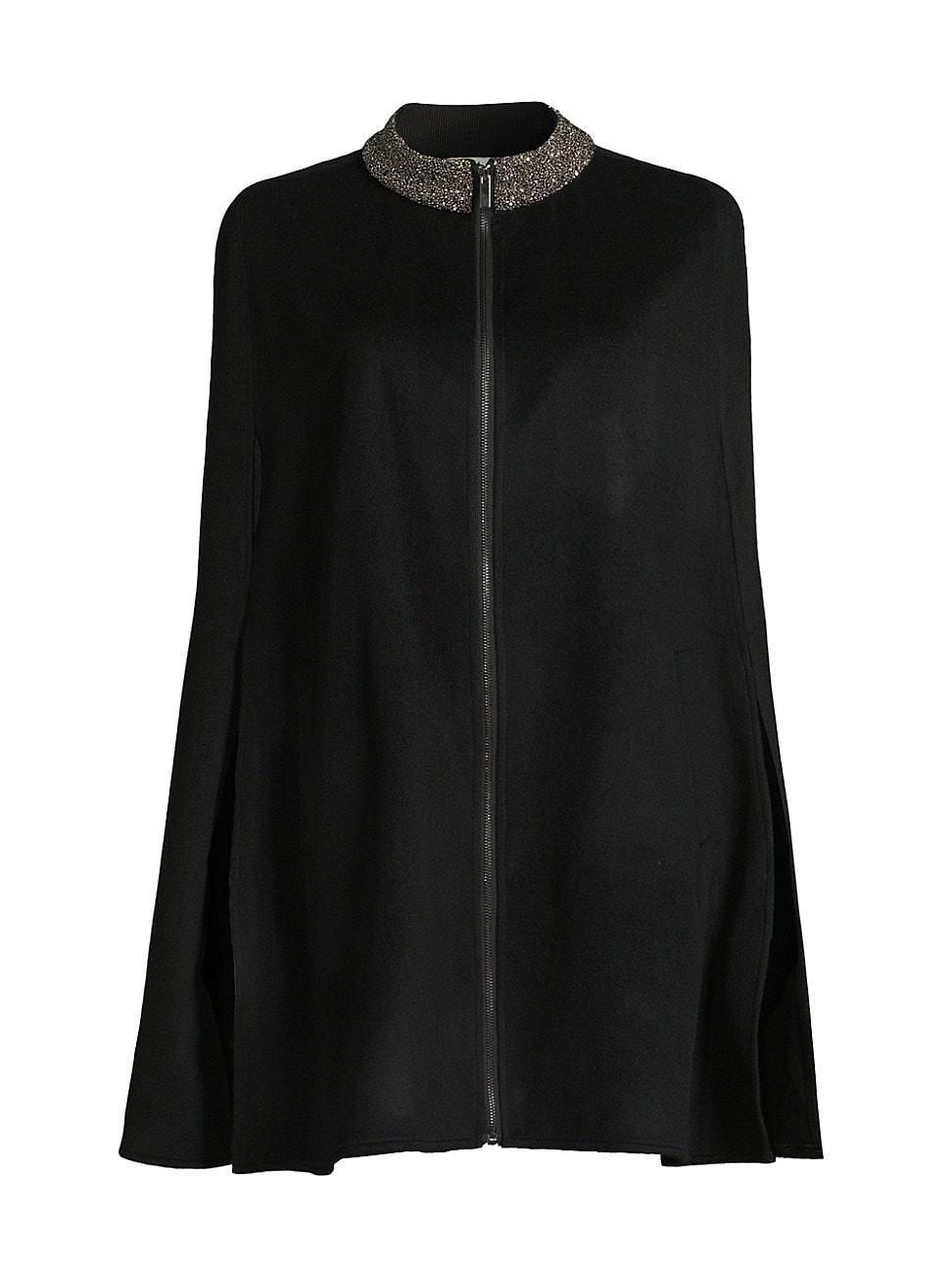 Womens Embroidered Collar Wool Cape Product Image