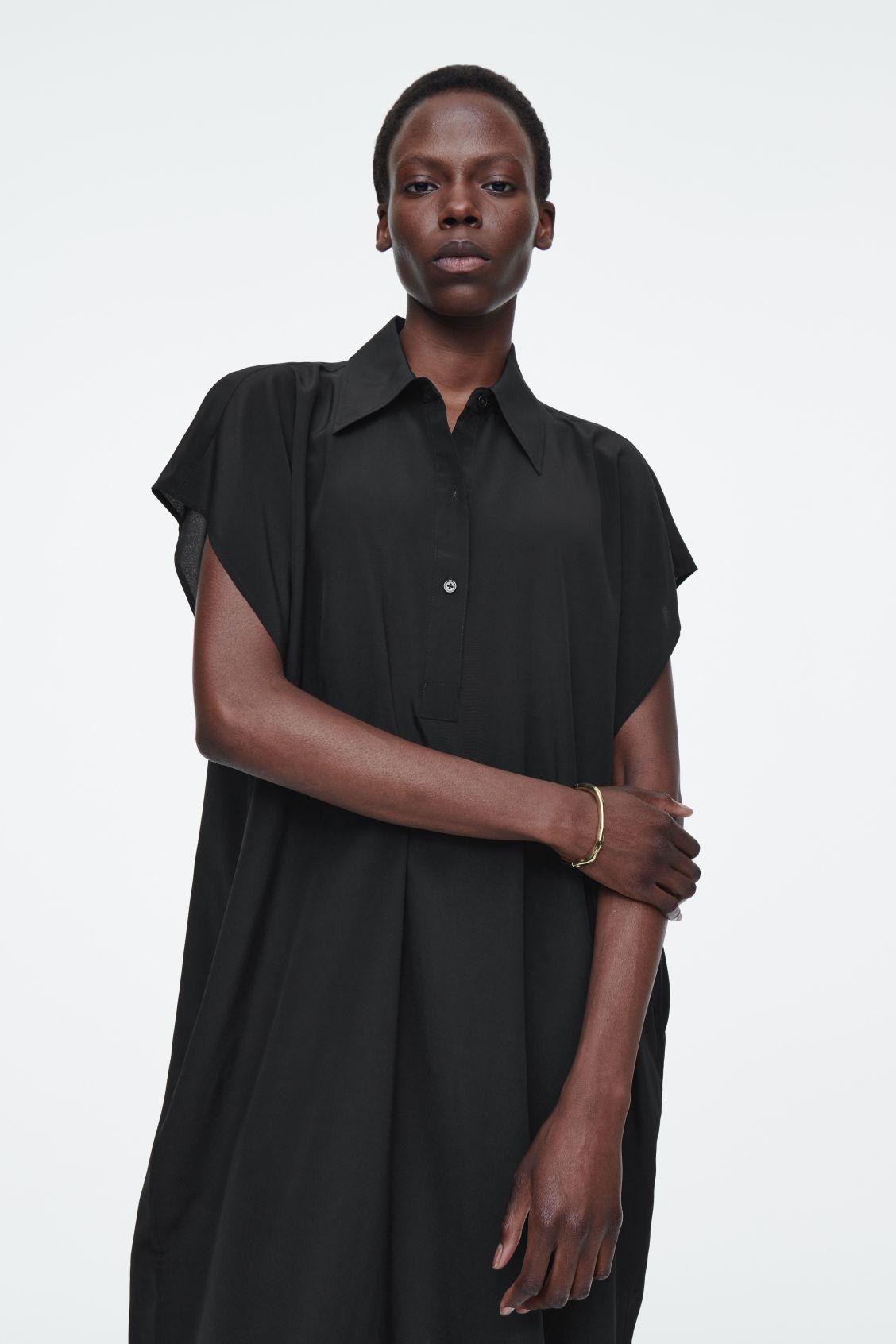 OVERSIZED SILK MIDI SHIRT DRESS Product Image