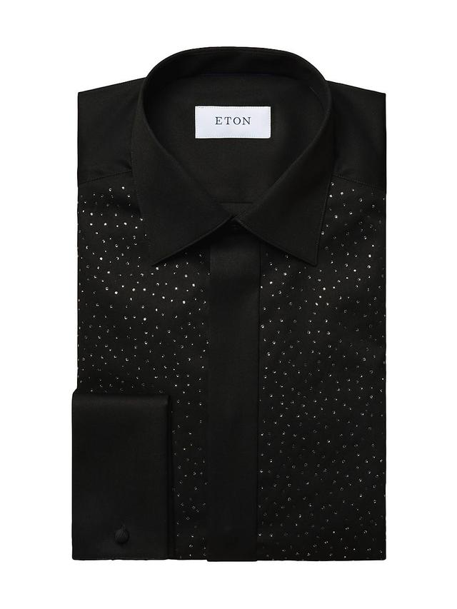 Mens Contemporary-Fit Twill Formal Shirt With Swarovski Crystals Product Image