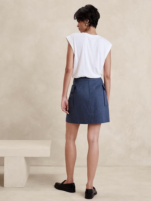 Linen-Blend Wrap Mini Skirt Product Image