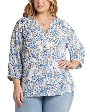 NYDJ Pintuck Blouse Dahlia) Women's Clothing Product Image