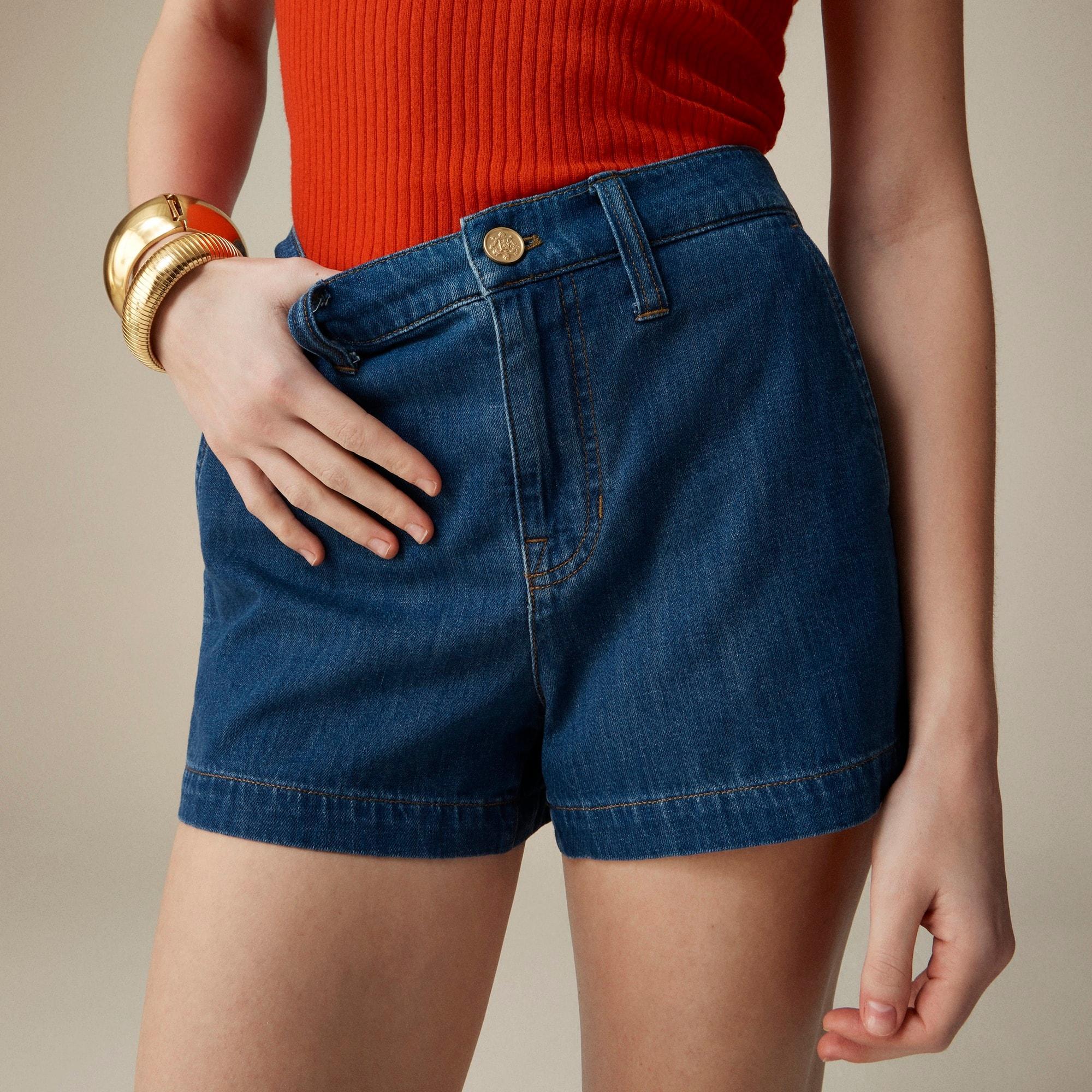 A-line denim short in blue twill Product Image