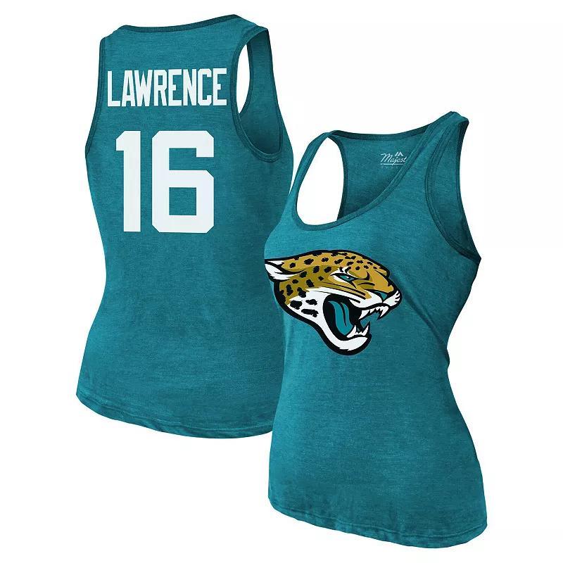 Majestic Womens Trevor Lawrence Teal Jacksonville Jaguars Name Number Tri-Blend Tank Top Product Image