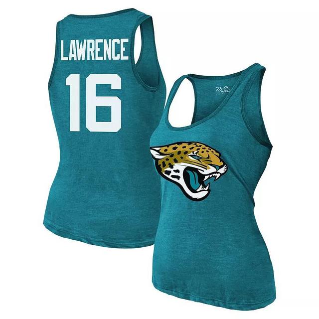 Womens Majestic Threads Trevor Lawrence Teal Jacksonville Jaguars Name & Number Tri-Blend Tank Top Product Image