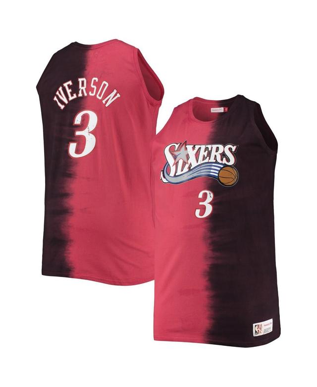 Mens Mitchell & Ness Allen Iverson Red/Black Philadelphia 76ers Big & Tall Profile Tie-Dye Player Tank Top Product Image