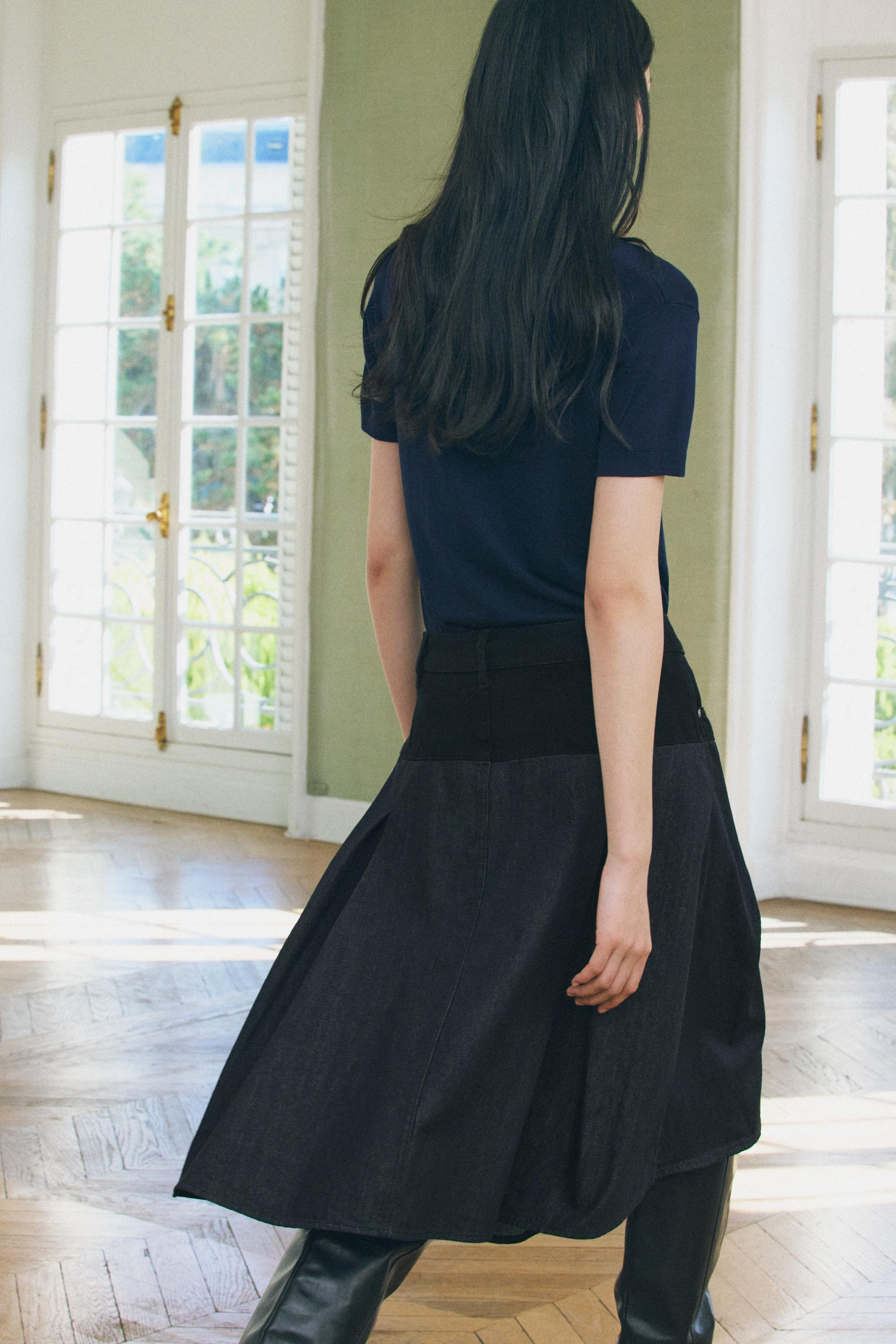 DENIM COMBINATION SKIRT ZW COLLECTION Product Image