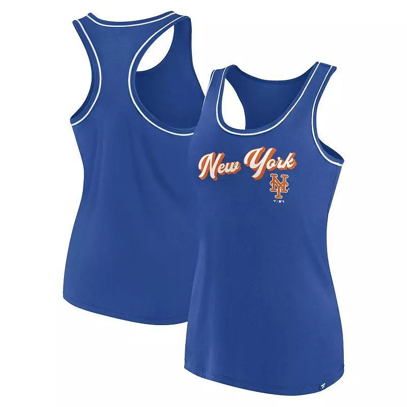 Womens Fanatics Branded Royal New York Mets Wordmark Logo Racerback Tank Top Product Image