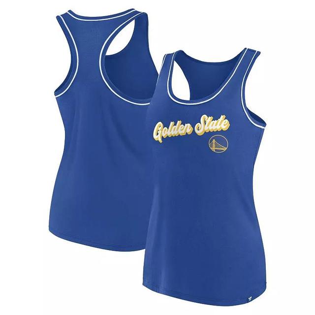 Womens Fanatics Branded Royal Golden State Warriors Wordmark Logo Racerback Tank Top Product Image