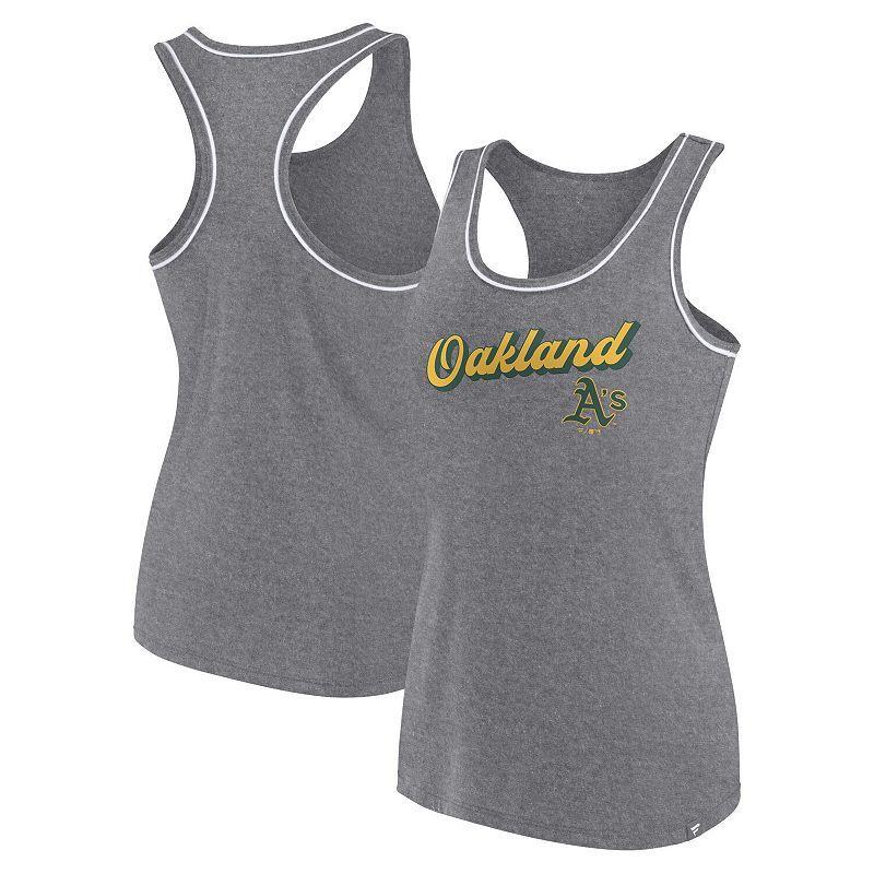 Womens Fanatics Branded Heather Gray Oakland Athletics Wordmark Logo Racerback Tank Top Product Image