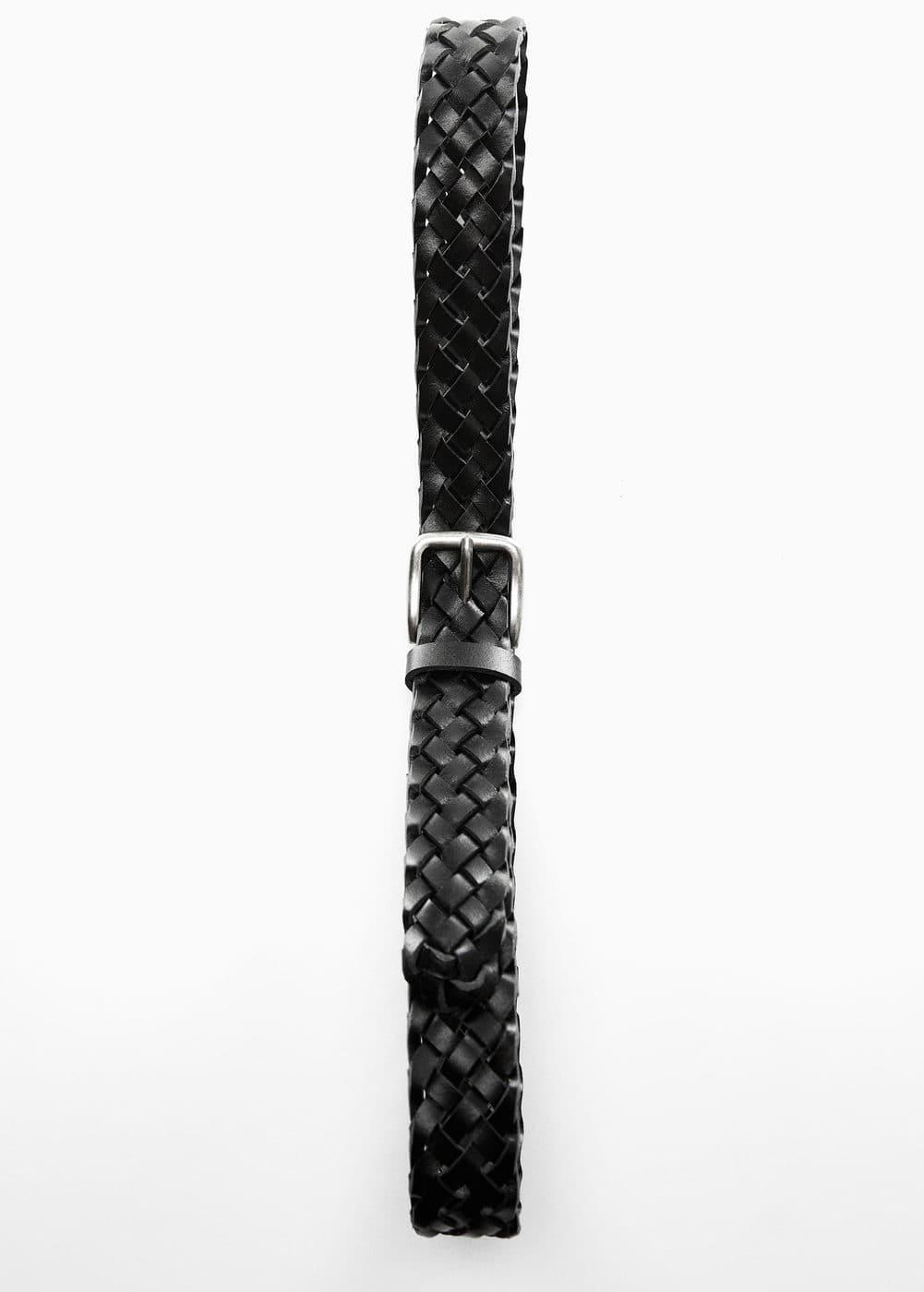 MANGO MAN - Braided leather belt blackMen Product Image