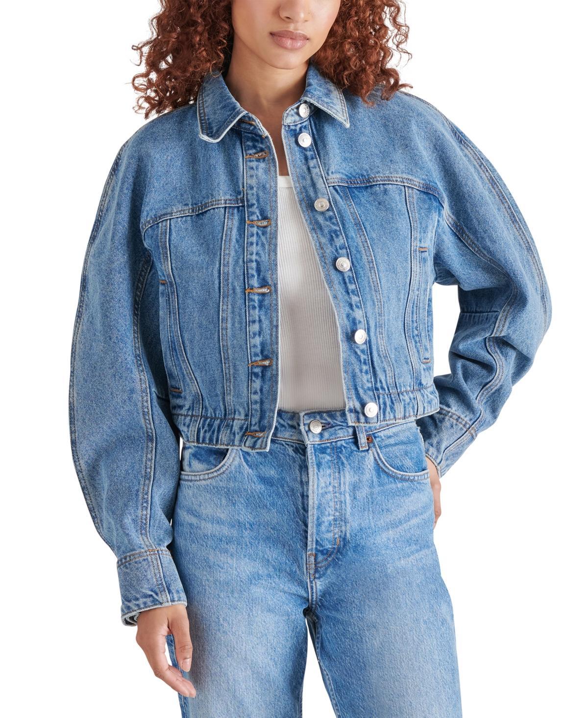 Steve Madden Womens Adriane Cotton Cropped Trucker Jacket Product Image