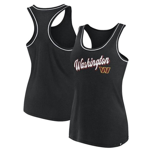 Womens Fanatics Branded Black Washington Commanders Wordmark Logo Racerback Scoop Neck Tank Top Product Image