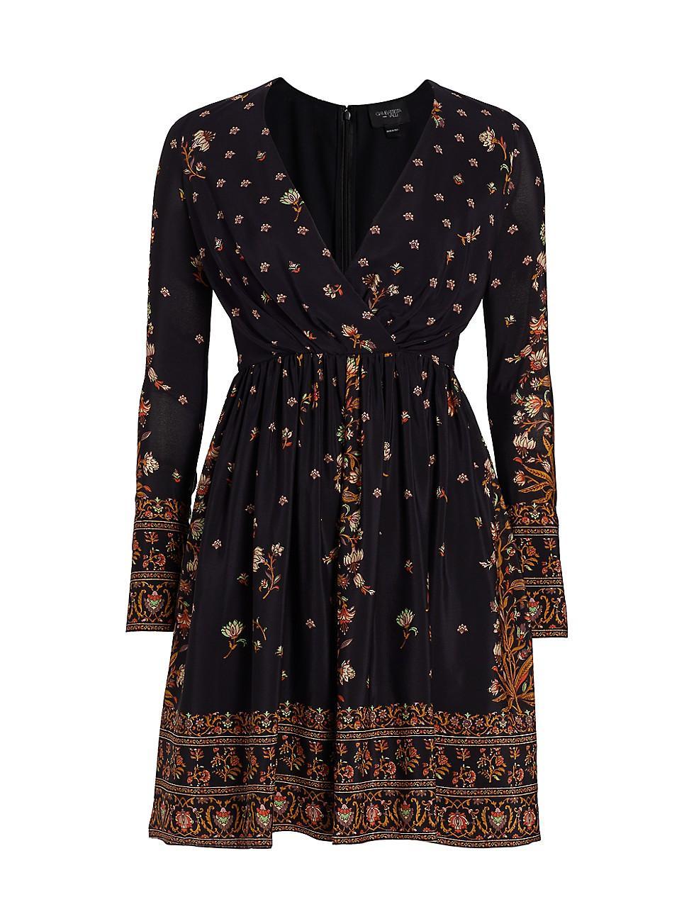 Womens Floral Long-Sleeve Minidress Product Image