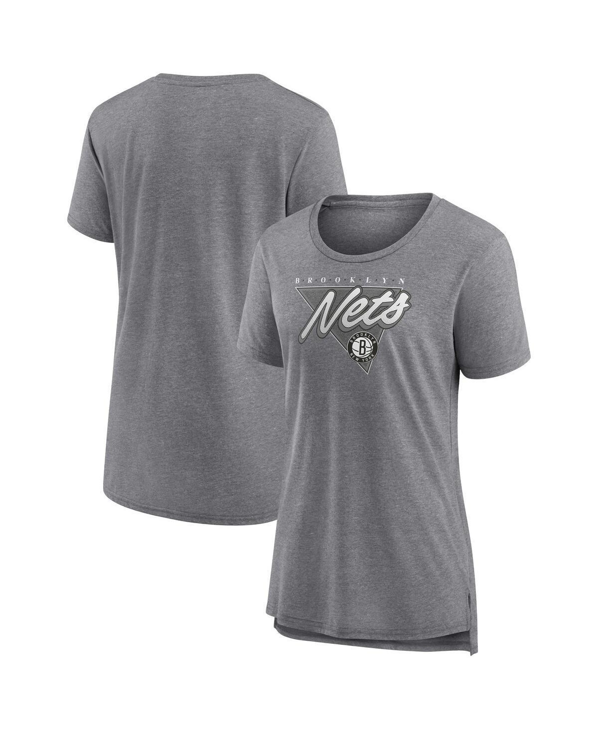 Womens Fanatics Heathered Gray Brooklyn Nets True Classics Tri-Blend T-shirt Product Image