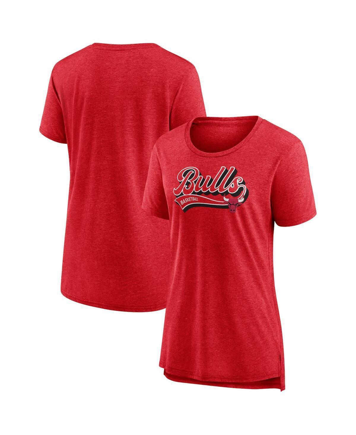 Womens Fanatics Heather Red Chicago Bulls League Leader Tri-Blend T-shirt Product Image