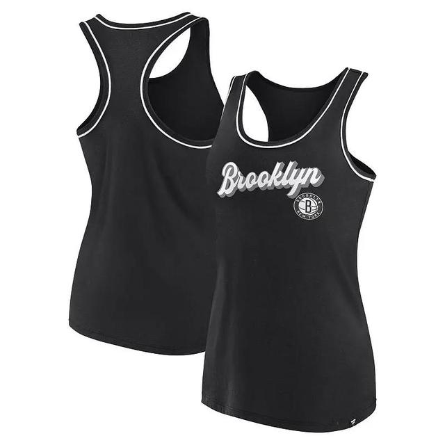 Womens Fanatics Branded Black New Jersey Devils Wordmark Logo Racerback Scoop Neck Tank Top Product Image