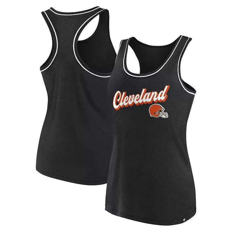 Womens Fanatics Branded Cleveland Browns Wordmark Logo Racerback Scoop Neck Tank Top Product Image