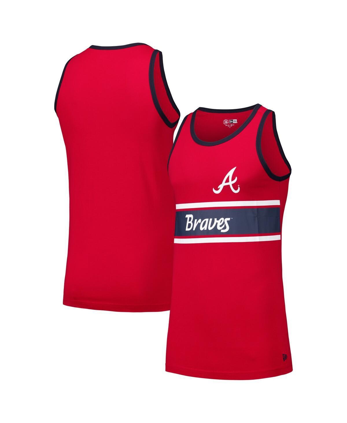 New Era Mens Red Atlanta Braves Jersey Ringer Tank Top Product Image