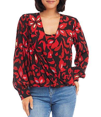 Karen Kane Printed Crossover Top Product Image