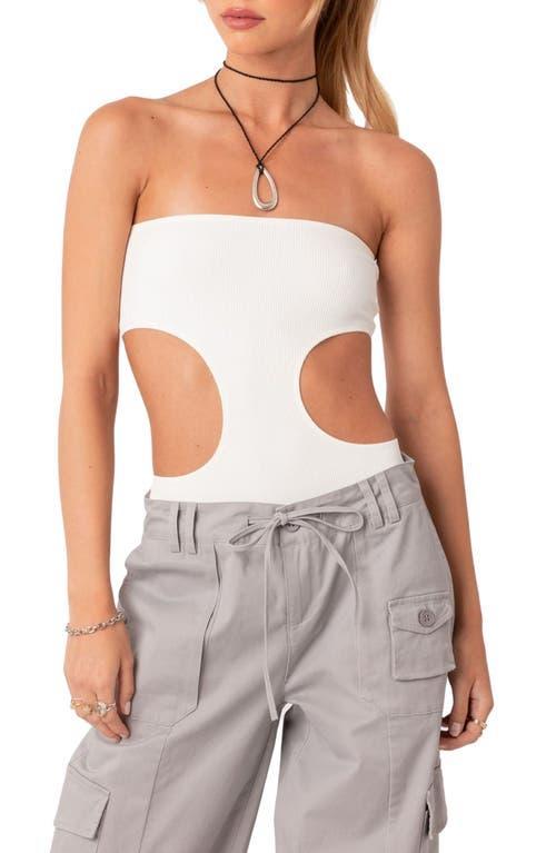 EDIKTED Vivie Cutout Strapless Rib Bodysuit Product Image