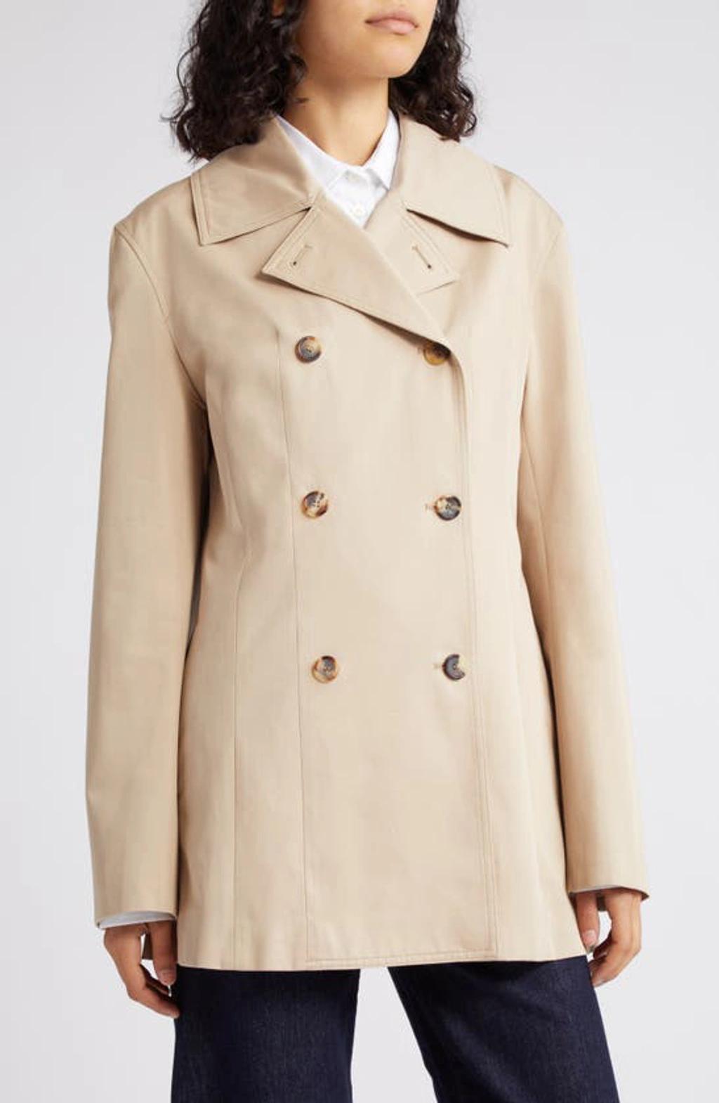 TOTÊME Structured Double-breasted Waist Jacket In Beige Product Image