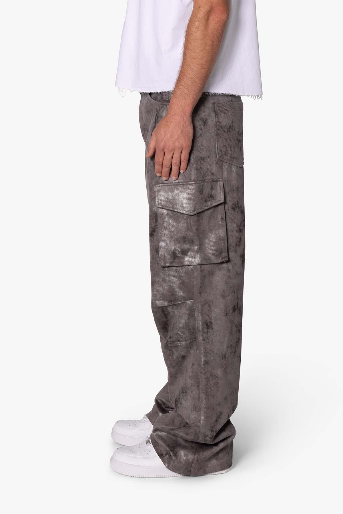 Baggy Dual Tone Sueded Cargo Pants - Grey Product Image