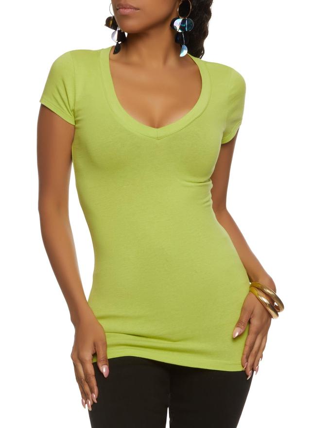 Womens V Neck Short Sleeve T Shirt Product Image