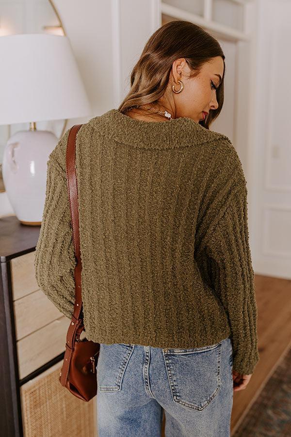 Harvest Hues Knit Sweater Top in Sage Product Image