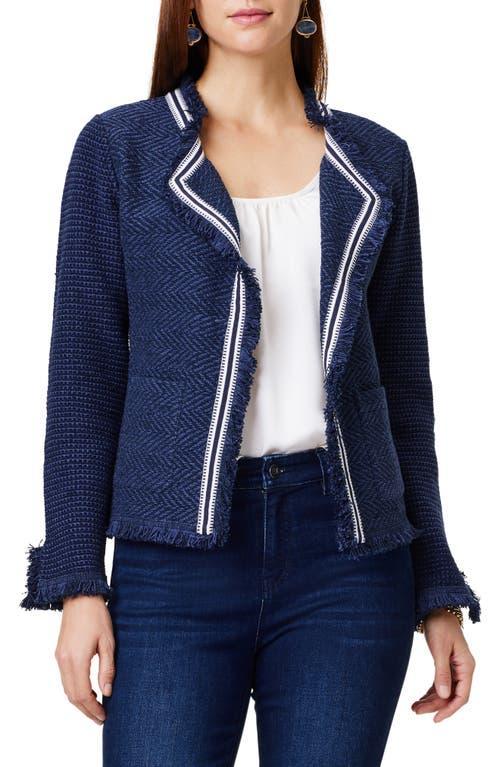 NIC+ZOE Ribbon Trim Fringe Mix Knit Jacket Product Image