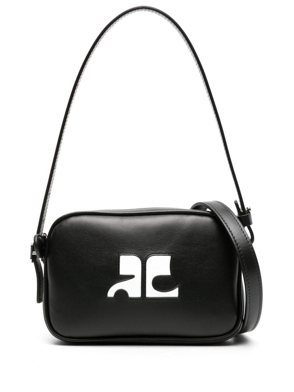 logo-appliqué leather shoulder bag Product Image