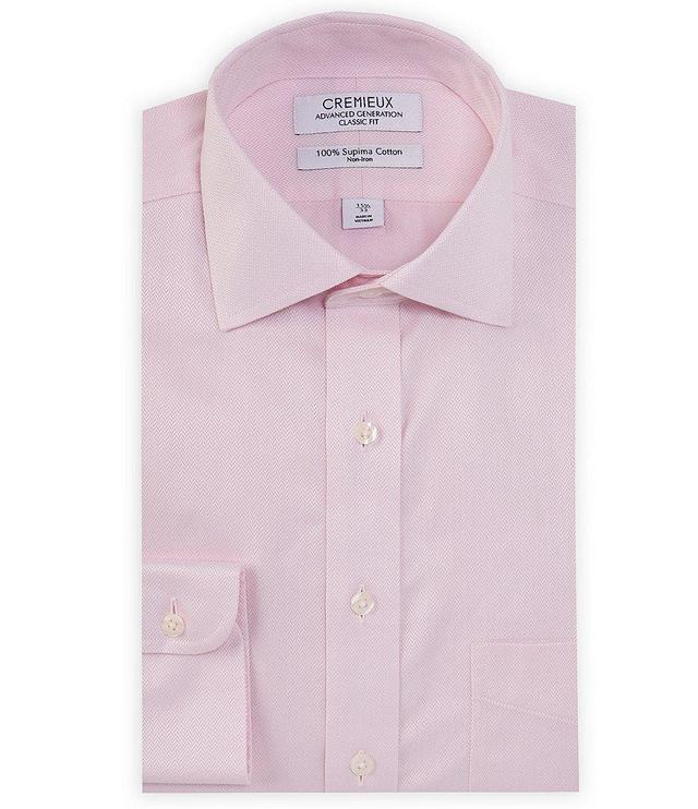 Cremieux Classic Fit Non-Iron Spread Collar Presidential Herringbone Dress Shirt Product Image